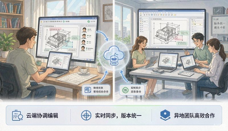 协同设计软件支持远程办公，云端存储和实时协作功能是怎样的？（2026）
